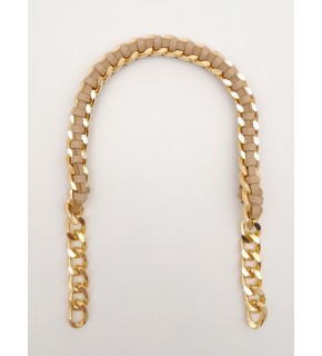 Çanta Aksesuar 40 cm Derili Zincir Vizon Renk Light Gold Metalli