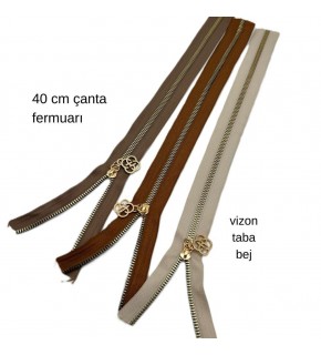 Çanta Aksesuar 40 Cm Fermuar Set Light Gold Metal Taba, Bej, Vizon Renk