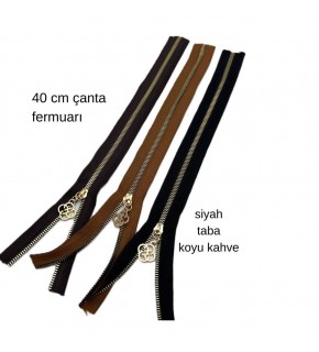 Çanta Aksesuar 40 Cm Fermuar Set Light Gold Metal Taba, Siyah, Koyu Kahve Renk