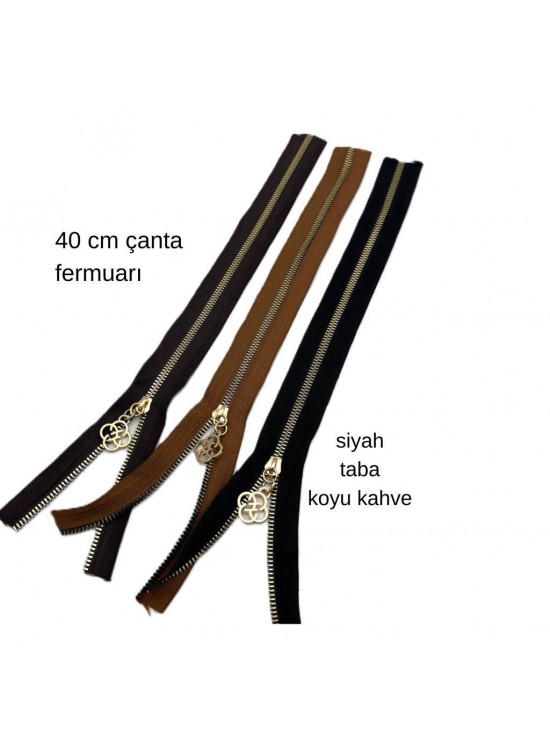 Çanta Aksesuar 40 Cm Fermuar Set Light Gold Metal Taba, Siyah, Koyu Kahve Renk Çanta Aksesuar 40 Cm Fermuar Set Light Gold Metal Taba, Siyah, Koyu Kahve Renk