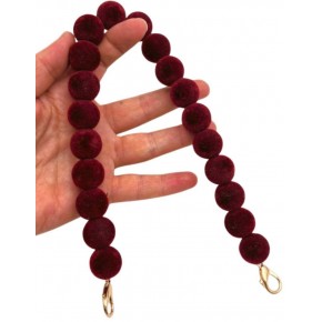 Çanta Aksesuar 40 Cm Kadife Bordo Renk Çanta Sapı Kancalı