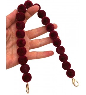 Çanta Aksesuar 40 Cm Kadife Bordo Renk Çanta Sapı Kancalı