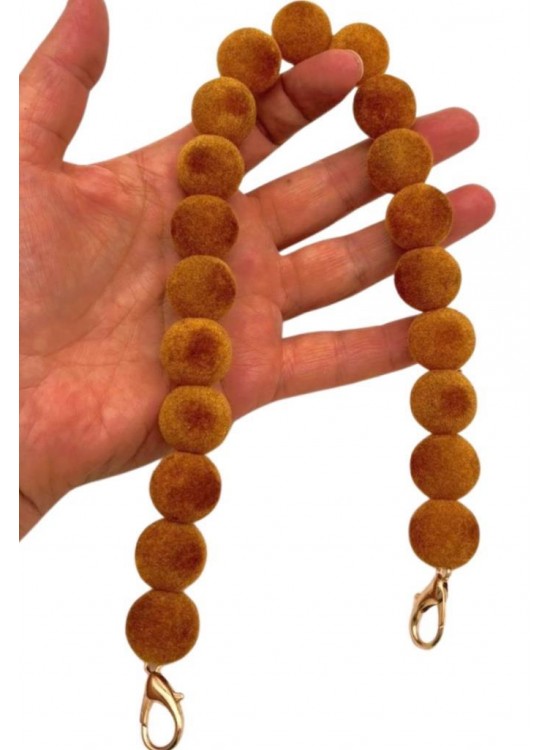 Çanta Aksesuar 40 Cm Kadife Hardal Renk Çanta Sapı Kancalı