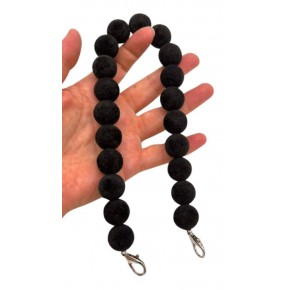 Çanta Aksesuar 40 Cm Kadife Siyah Renk Çanta Sapı Kancalı Gümüş Metalli