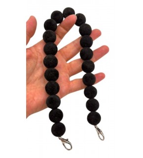 Çanta Aksesuar 40 Cm Kadife Siyah Renk Çanta Sapı Kancalı Gümüş Metalli