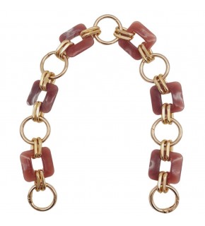 Çanta Aksesuar 40 cm Kare Akrilik Yaylı Halkalı Çanta Zinciri Gül Kurusu Renk Light Gold Metalli