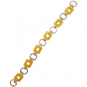 Çanta Aksesuar 40 cm Kare Akrilik Yaylı Halkalı Çanta Zinciri Sarı Renk Light Gold Metalli