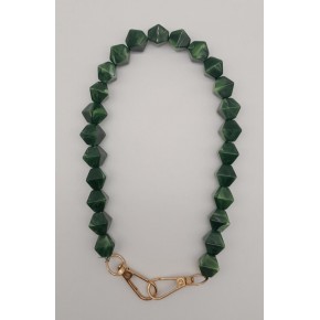 Çanta Aksesuar 40 cm Mini Sekizgen Akrilik Haki Renk Çanta Sapı Light Gold Metalli