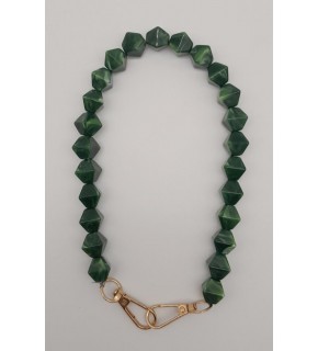 Çanta Aksesuar 40 cm Mini Sekizgen Akrilik Haki Renk Çanta Sapı Light Gold Metalli