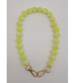 Çanta Aksesuar 40 cm Mini Sekizgen Akrilik Neon Sarı Renk Çanta Sapı Light Gold Metalli