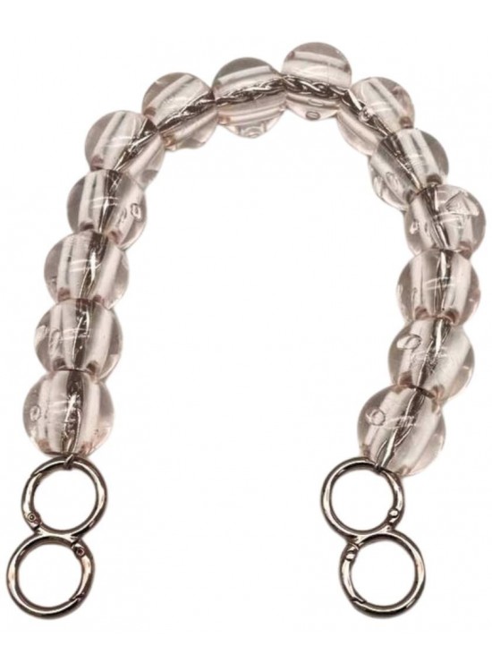 Çanta Aksesuar 40 Cm Şeffaf  Boncuklu Çanta Sapı Gümüş Metalli 8 Model Halkalı