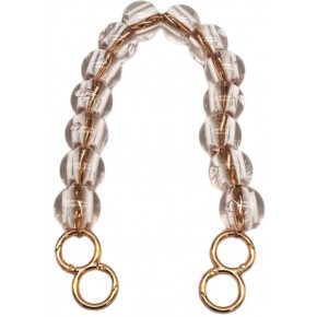 Çanta Aksesuar 40 Cm Şeffaf  Boncuklu Çanta Sapı Light Gold Metalli 8 Model Halkalı