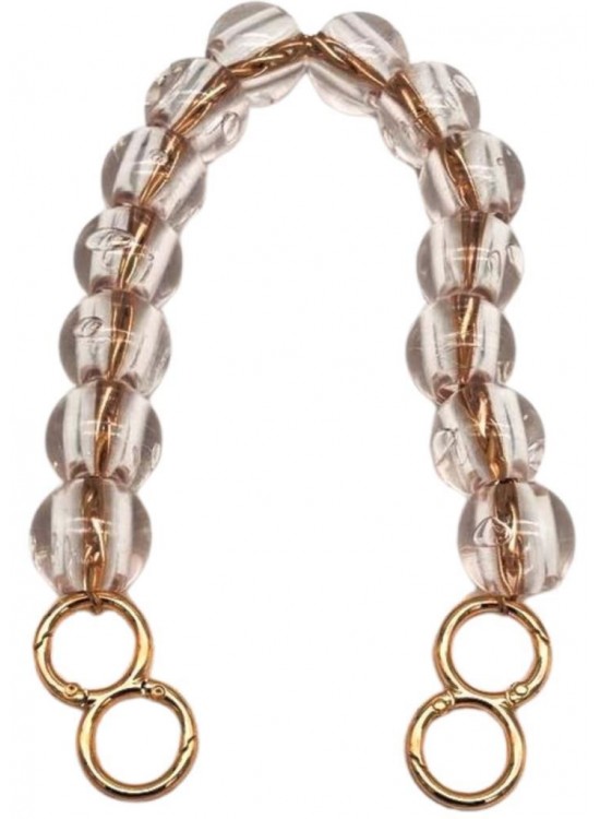 Çanta Aksesuar 40 Cm Şeffaf  Boncuklu Çanta Sapı Light Gold Metalli 8 Model Halkalı