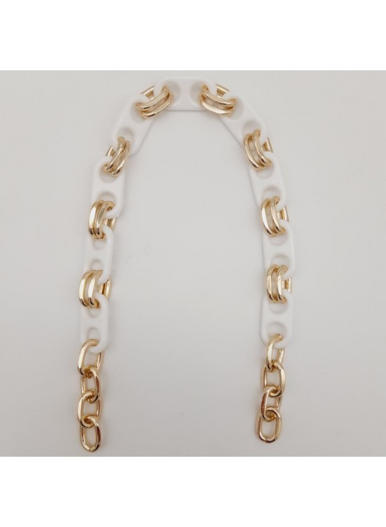 Çanta Aksesuar 42 Cm Akrilik Görünümlü Beyaz Plastik Zincir Köprü Model