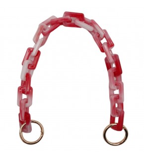 Çanta Aksesuar 42 cm Akrilik Görünümlü Plastik Dikdörtgen Halkalı Zincir Bej Koyu Pembe Renk Light Gold Metalli