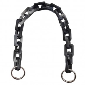 Çanta Aksesuar 42 cm Akrilik Görünümlü Plastik Dikdörtgen Halkalı Zincir Gri Siyah Renk Gümüş Metalli