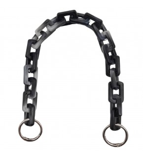 Çanta Aksesuar 42 cm Akrilik Görünümlü Plastik Dikdörtgen Halkalı Zincir Gri Siyah Renk Gümüş Metalli