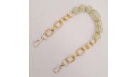 Çanta Aksesuar 42 cm Kancalı Su Yeşili Renk Akrilik Zincir Light Gold Metalli