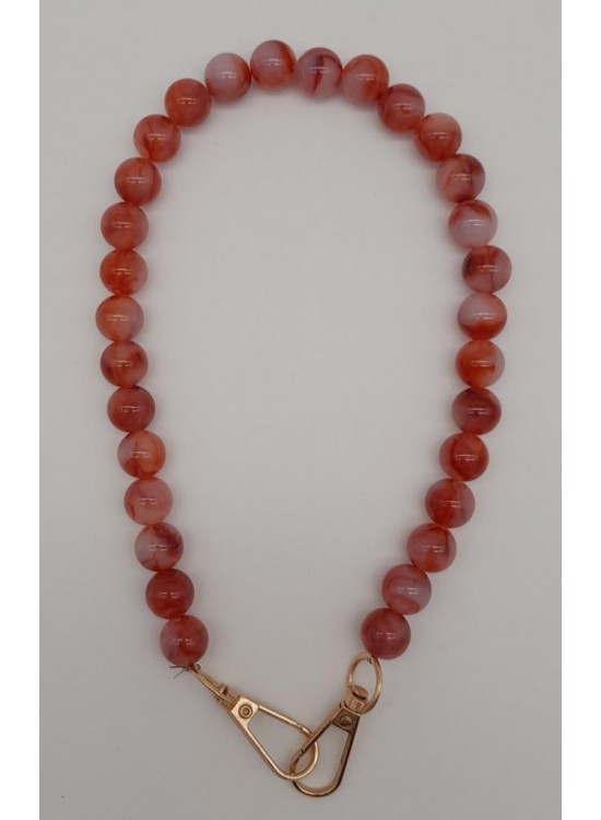 Çanta Aksesuar 42 cm Mini Yuvarlak Akrilik Nar Çiçeği Renk Çanta Sapı Light Gold Metalli