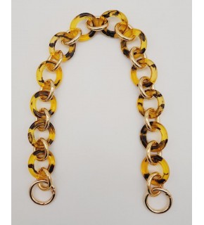 Çanta Aksesuar 43 cm Leopar Desen Yaylı Halkalı Akrilik Zincir