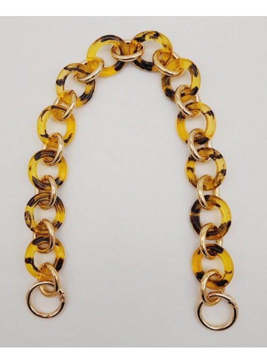 Çanta Aksesuar 43 cm Leopar Desen Yaylı Halkalı Akrilik Zincir