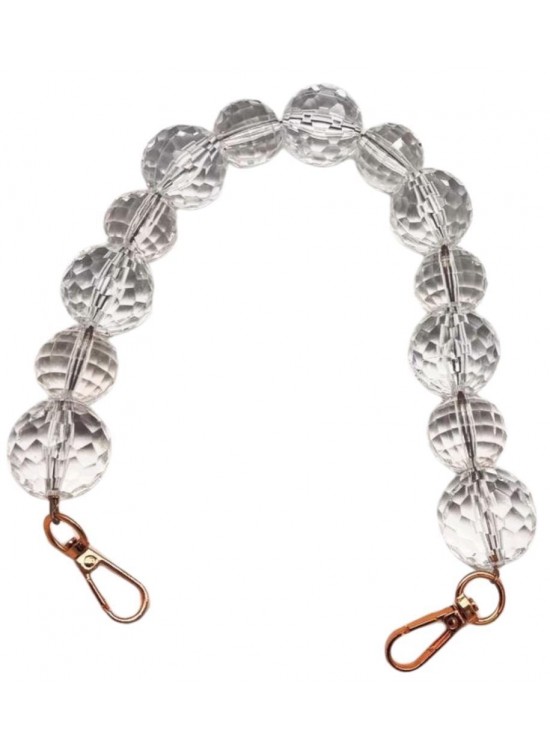 Çanta Aksesuar 43 Cm Şeffaf Disko Boncuklu Çanta Sapı Light Gold Metalli