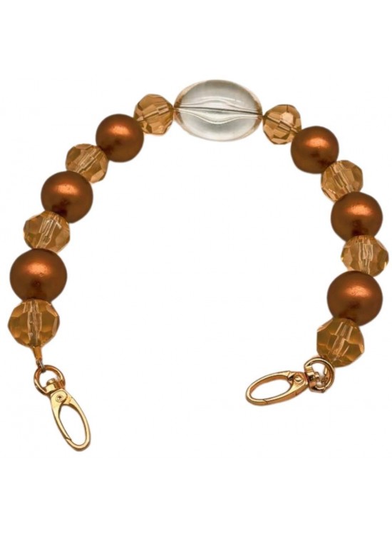 Çanta Aksesuar 43 Cm Şeffaf  Oval Boncuklu Çanta Sapı Light Metalli