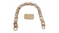 Çanta Aksesuar 44 cm Dikdörtgen Halkalı Akrilik Zincir Plaka Set Bej Renk Light Gold Metalli