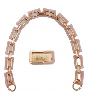 Çanta Aksesuar 44 cm Dikdörtgen Halkalı Akrilik Zincir Plaka Set Pudra Renk Light Gold Metalli