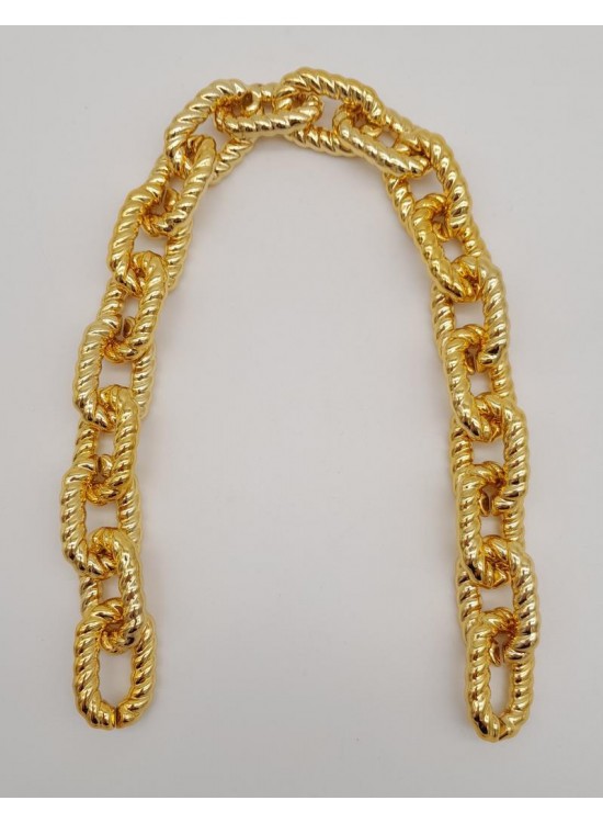 Çanta Aksesuar 45 cm Burgu Model Metal Görünümlü Light Gold Renk Akrilik Zincir