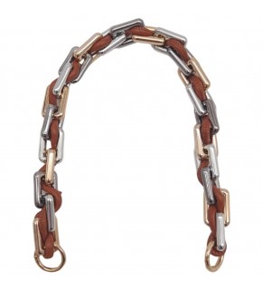 Çanta Aksesuar 45 cm Derili Köşeli Renkli Akrilik Zincir Taba Renk Derili Yaylı Halkalı