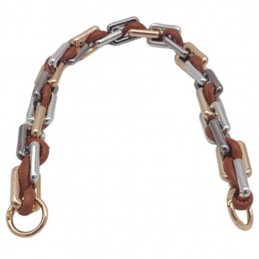 Çanta Aksesuar 45 cm Derili Köşeli Renkli Akrilik Zincir Taba Renk Derili Yaylı Halkalı