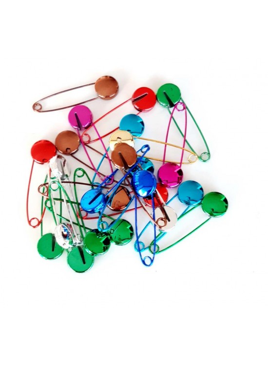 Çanta Aksesuar 5 Adet Renkli Çengelli İğne 5 Cm Yuvarlak Model