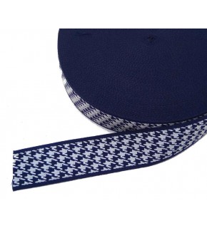 Çanta Aksesuar 5 Cm Kazayağı Desenli Lacivert Polyester Kolon