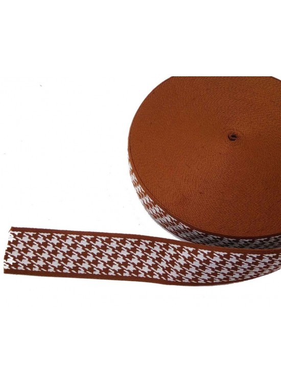 Çanta Aksesuar 5 Cm Kazayağı Desenli Taba  Polyester Kolon