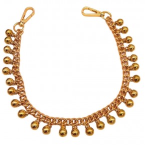 Çanta Aksesuar 50 cm Gold Boncuk  Sallantılı Çanta Sapı Light Gold Metalli