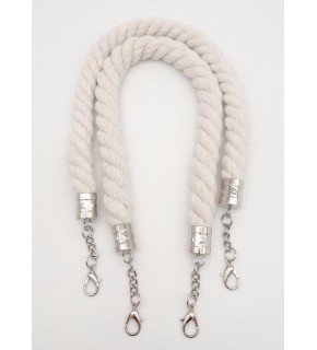 Çanta Aksesuar 50 cm Pamuklu Halat Model Çift Çanta Sapı Gümüş Metalli