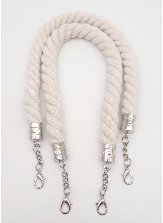 Çanta Aksesuar 50 cm Pamuklu Halat Model Çift Çanta Sapı Gümüş Metalli Çanta Aksesuar 50 cm Pamuklu Halat Model Çift Çanta Sapı Gümüş Metalli