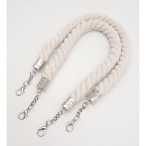 Çanta Aksesuar 50 cm Pamuklu Halat Model Çift Çanta Sapı Gümüş Metalli