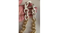 Çanta Aksesuar 54 cm Krem Mat Akrilik Zincirli Çanta Sapı Light Gold Metal