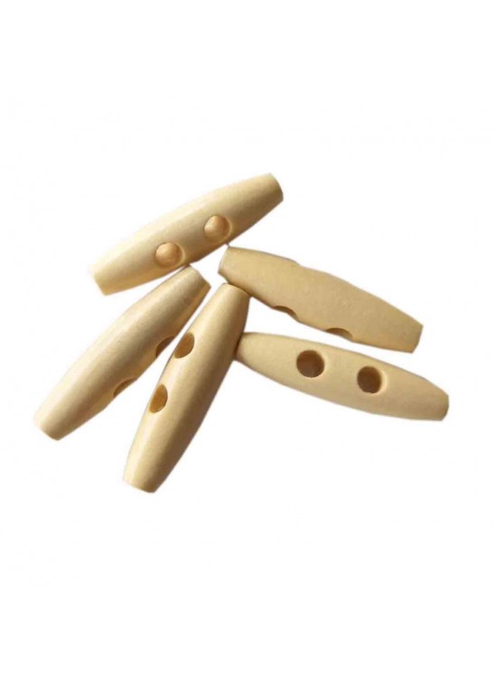 Çanta Aksesuar 5Li Ahşap Çoban Düğme 3 Cm Krem