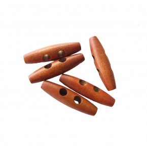 Çanta Aksesuar 5Li Ahşap Çoban Düğme 3 Cm Taba