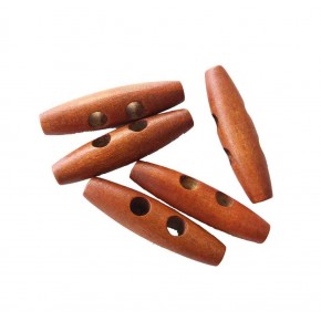 Çanta Aksesuar 5Li Ahşap Çoban Düğme 4 Cm Taba