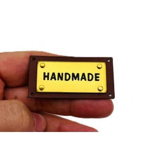Çanta Aksesuar 5x2.5 Cm Derili Metal Handmade Etiket