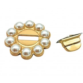 Çanta Aksesuar 6 cm İncili Yuvarlak  Light Gold  Kilit