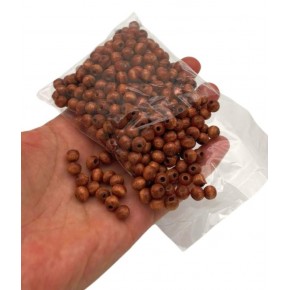 Çanta Aksesuar 6 Mm Ahşap Yuvarlak  Boncuk Taba Renk 50 Gr