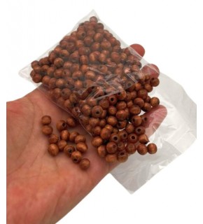 Çanta Aksesuar 6 Mm Ahşap Yuvarlak  Boncuk Taba Renk 50 Gr