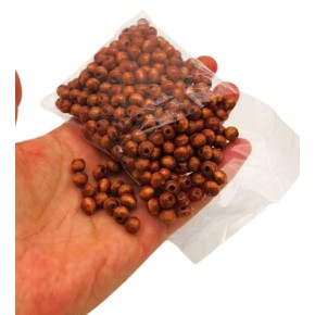 Çanta Aksesuar 6 Mm Ahşap Yuvarlak  Boncuk Taba Renk 50 Gr