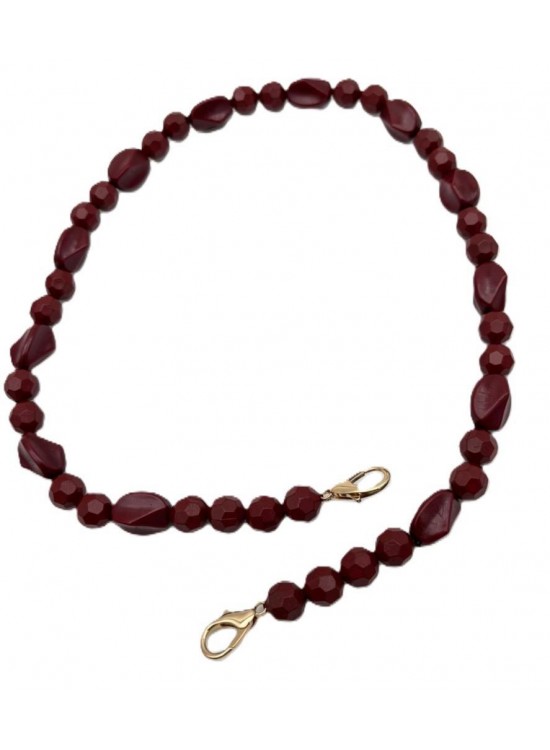 Çanta Aksesuar 60 Cm Bordo Renk Çanta Sapı Kancalı Light Gold Metalli