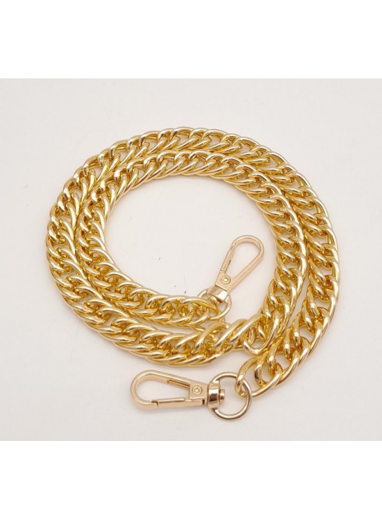 Çanta Aksesuar 60 cm Light Gold Renk Kancalı Çift Halkalı Çanta Zinciri